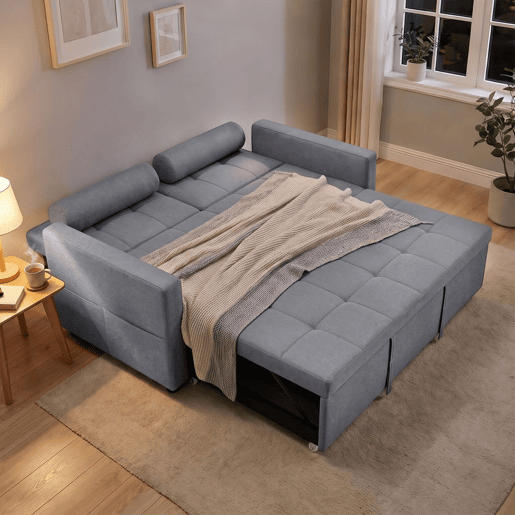 HOMCOM Sofá-Cama 2 Lugares 3 em 1, Deslizante em Tecido Linho com Encosto Ajustável 6 Níveis, Bolsos Laterais, 2 Almofadas com Capas Removíveis, Sala de Estar, Espaços Pequenos, Cinzento HOMCOM Sofá-Cama 2 Lugares 3 em 1, Deslizante em Tecido Linho com Encosto Ajustável 6 Níveis, Bolsos Laterais, 2 Almofadas com Capas Removíveis, Sala de Estar, Espaços Pequenos, Cinzento