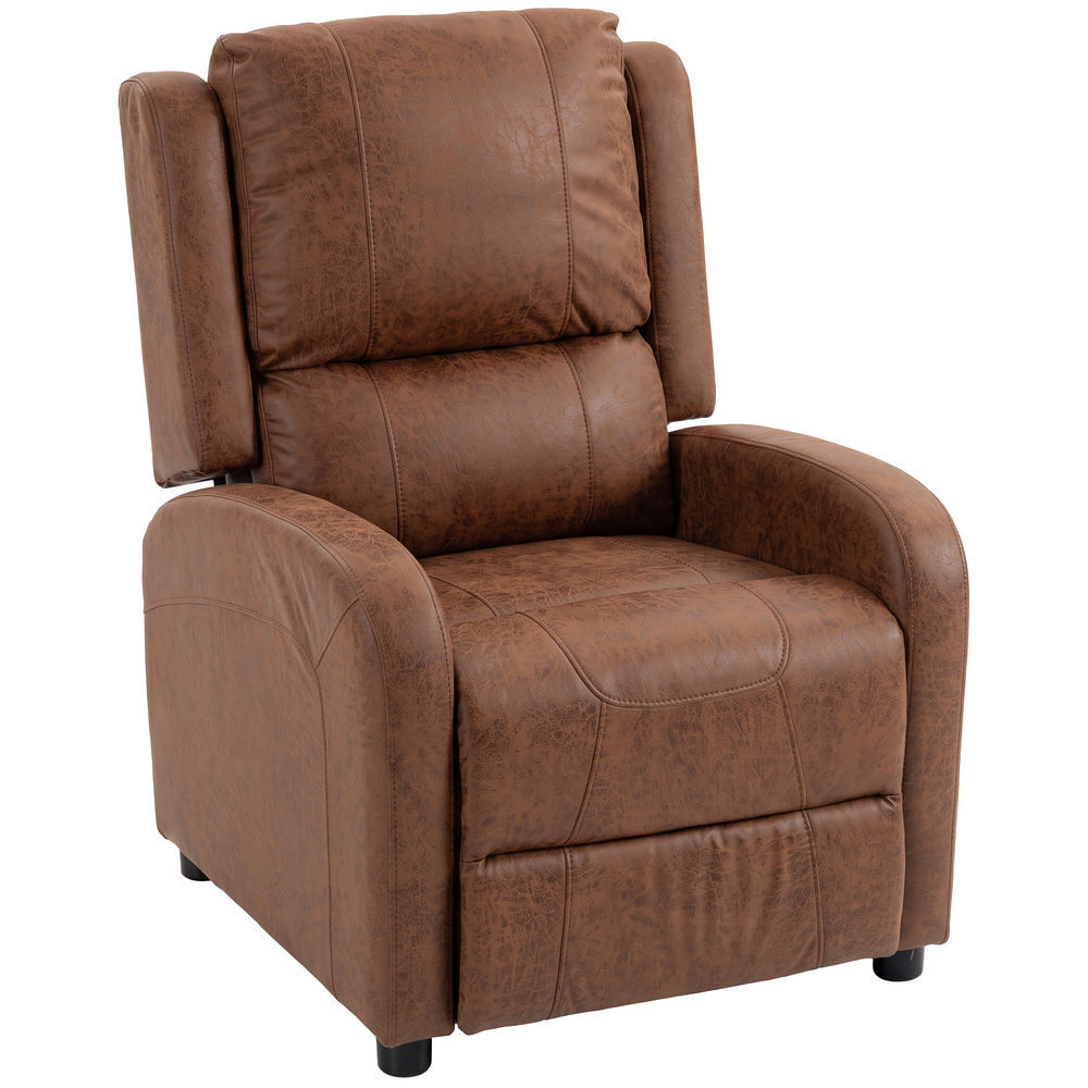 Homcom sillón relax reclinable, sillón reclinable manual, tapizado en cuero sintético, instalación rápida, reposapiés, muelles ensacados y acolchado