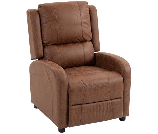 Homcom sillón relax reclinable, sillón reclinable manual, tapizado en cuero sintético, instalación rápida, reposapiés, muelles ensacados y acolchado