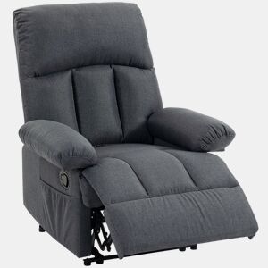 HOMCOM Poltrona de Massagem Relax Reclinável, 8 Pontos de Massagem, Calor Lombar, Comando, Assento com Molas, Bolsos Laterais, Tecido Efeito Linho, Cinzento-Escuro