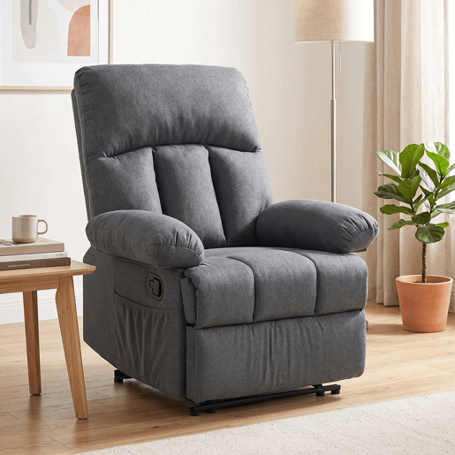 HOMCOM Poltrona de Massagem Relax Reclinável, 8 Pontos de Massagem, Calor Lombar, Comando, Assento com Molas, Bolsos Laterais, Tecido Efeito Linho, Cinzento-Escuro HOMCOM Poltrona de Massagem Relax Reclinável, 8 Pontos de Massagem, Calor Lombar, Comando, Assento com Molas, Bolsos Laterais, Tecido Efeito Linho, Cinzento-Escuro