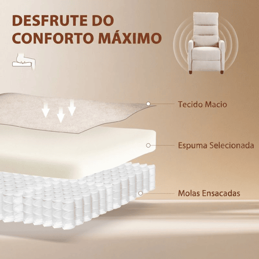 HOMCOM Poltrona de Massagem, Poltrona Relax Reclinável 160° com Comando, Apoio para Pés, 2 Zonas de Massagem, Encosto Alto, Assento com Molas, Bolsos, Estofada em Chenille, 66x91x108 cm Creme HOMCOM Poltrona de Massagem, Poltrona Relax Reclinável 160° com Comando, Apoio para Pés, 2 Zonas de Massagem, Encosto Alto, Assento com Molas, Bolsos, Estofada em Chenille, 66x91x108 cm Creme