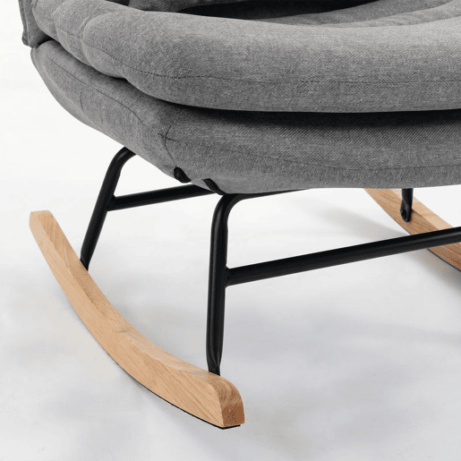 HOMCOM Cadeira de Baloiço em Linho com Almofada Lombar, Encosto Alto e Assento Largo de 72 cm, Dupla Camada, para Sala ou Quarto, Cinzento Claro HOMCOM Cadeira de Baloiço em Linho com Almofada Lombar, Encosto Alto e Assento Largo de 72 cm, Dupla Camada, para Sala ou Quarto, Cinzento Claro
