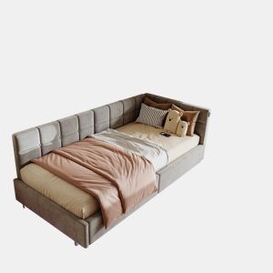 Cama de 90x200 cm com cabeceira de LED e espaço para armazenamento, carregamento USB e Tipo-C, iluminação RGB com controle remoto, design em veludo cinza.
