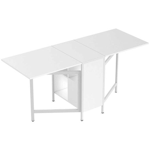 HOMCOM Mesa de Cozinha Dobrável com Arrumação Mesa de Refeição Compacta com 4 Prateleiras para Sala de Jantar Sala de Estar Mesa Auxiliar de Madeira 169x60x75 cm Branco HOMCOM Mesa de Cozinha Dobrável com Arrumação Mesa de Refeição Compacta com 4 Prateleiras para Sala de Jantar Sala de Estar Mesa Auxiliar de Madeira 169x60x75 cm Branco