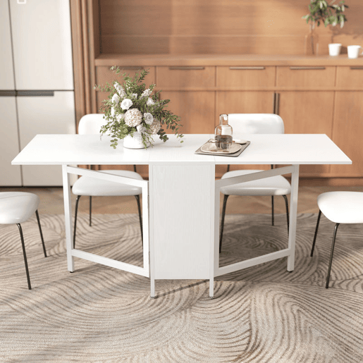 HOMCOM Mesa de Cozinha Dobrável com Arrumação Mesa de Refeição Compacta com 4 Prateleiras para Sala de Jantar Sala de Estar Mesa Auxiliar de Madeira 169x60x75 cm Branco HOMCOM Mesa de Cozinha Dobrável com Arrumação Mesa de Refeição Compacta com 4 Prateleiras para Sala de Jantar Sala de Estar Mesa Auxiliar de Madeira 169x60x75 cm Branco
