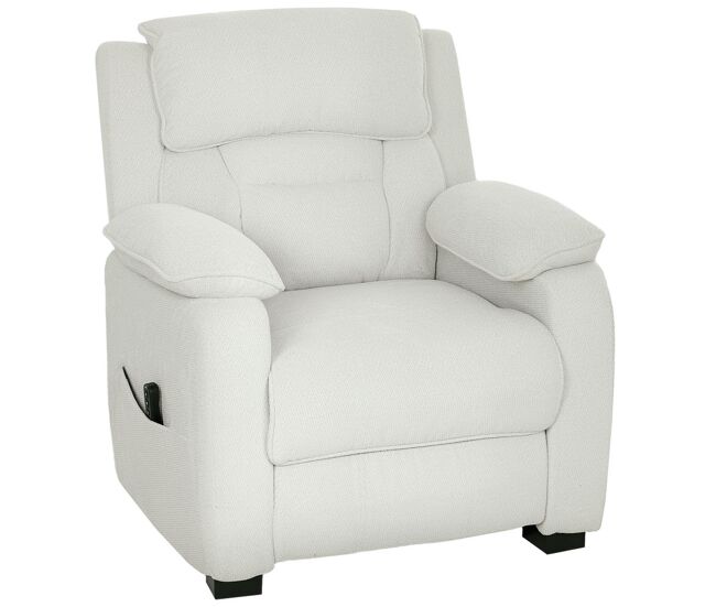 Homcom sillón relax reclinable eléctrico con motor silencioso, sillón reclinable de terciopelo con mando con 2 posiciones de memoria, reposapiés, reposacabezas, puerto usb, bolsillos, blanco crema
