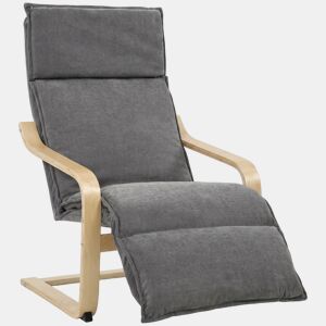 HOMCOM Poltrona de Baloiço com Apoio para os Pés, Tecido Efeito Linho, Encosto Alto, Assento Largo, para Sala, Quarto ou Escritório, Cinzento Escuro