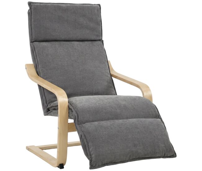 Homcom sillón de salón con reposapiés, butaca de salón tapizada en lino con balanceo suave, respaldo alto, asiento ancho, sillón de relax para