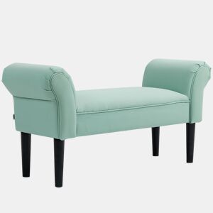 HOMCOM Banco de Fundo de Cama, Banqueta Estofada em Lona com Pés de Madeira, Apoio para Braços e Assento Almofadado, Estilo Moderno para Quarto, Entrada, Corredor, Verde Claro