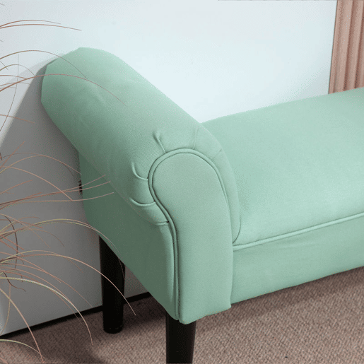 HOMCOM Banco de Fundo de Cama, Banqueta Estofada em Lona com Pés de Madeira, Apoio para Braços e Assento Almofadado, Estilo Moderno para Quarto, Entrada, Corredor, Verde Claro