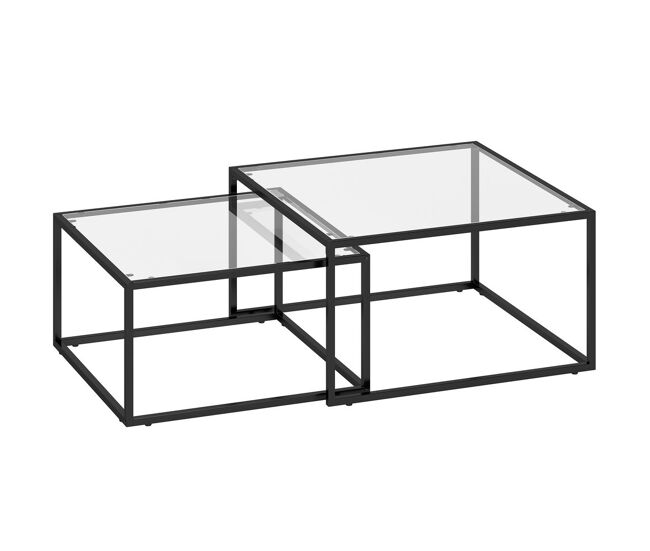 Mesas Nido Vidrio Templado, Metal HOMCOM 75x75
