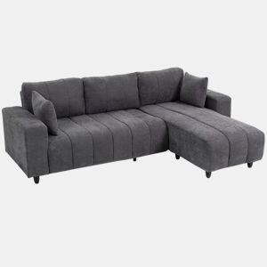 HOMCOM Sofá Chaise Longue Reversível em L de 3 Lugares, com 2 Almofadas, Estofado em Linho, Estrutura em Aço, para Sala, 242x156x87 cm, Cinzento Escuro