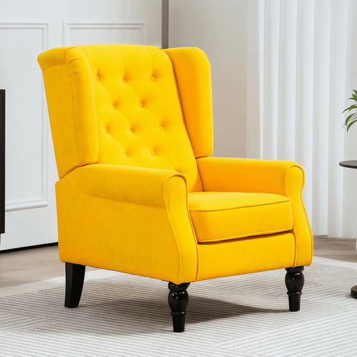 HOMCOM Poltrona Clássica, Cadeira de Sala com Apoios de Braço e Pernas de Madeira, Sofá Individual com Capacidade de 160 kg para Quarto, Escritório e Sala, Amarelo