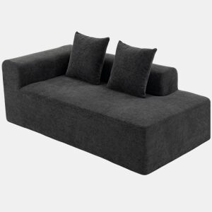 HOMCOM Sofá de 2 Lugares em Chenille, Sofá para Sala, 2 Almofadas, Assento com Molas, Sem Montagem, para Quarto e Escritório, 171,5x91,5x83 cm, Cinzento Escuro