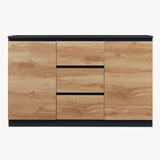 Aparador Kyr 2 portas e 3 gavetas 120x40x75 cm pretocarvalho rĂºstico en.casa Aparador Kyr 2 portas e 3 gavetas 120x40x75 cm pretocarvalho rĂºstico en.casa