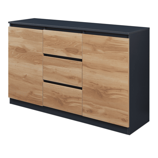 Aparador Kyr 2 portas e 3 gavetas 120x40x75 cm pretocarvalho rĂºstico en.casa Aparador Kyr 2 portas e 3 gavetas 120x40x75 cm pretocarvalho rĂºstico en.casa