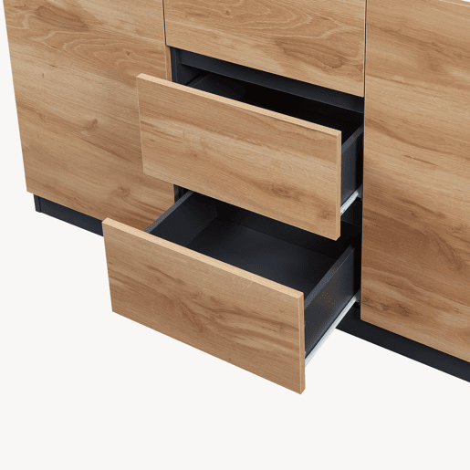Aparador Kyr 2 portas e 3 gavetas 120x40x75 cm pretocarvalho rĂºstico en.casa Aparador Kyr 2 portas e 3 gavetas 120x40x75 cm pretocarvalho rĂºstico en.casa