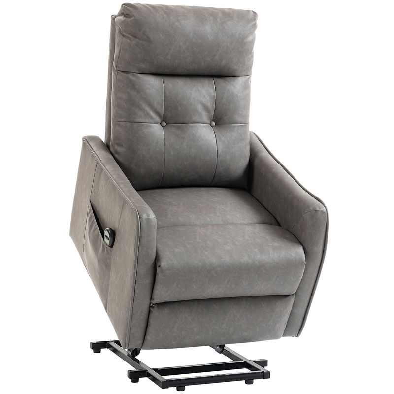 Homcom sillón relax reclinable eléctrico levanta personas, tapizado en cuero pu, sillón elevador con control remoto, asiento de muelles, reposapiés,