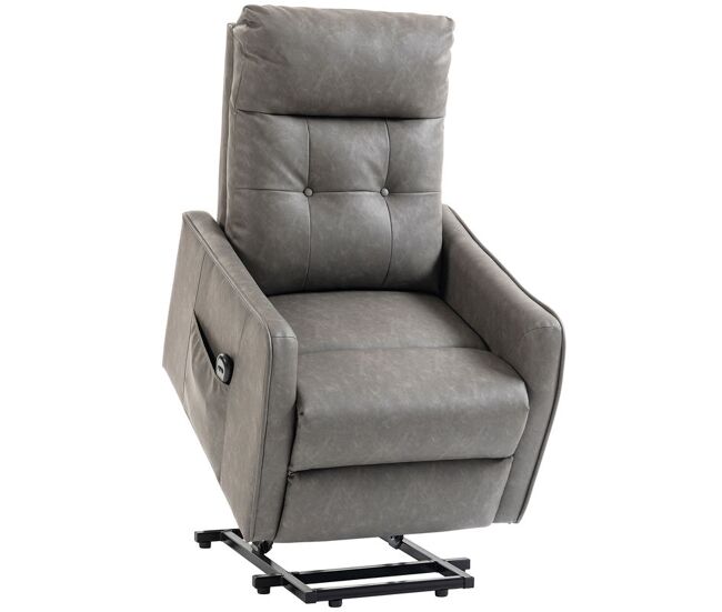 Homcom sillón relax reclinable eléctrico levanta personas, tapizado en cuero pu, sillón elevador con control remoto, asiento de muelles, reposapiés,