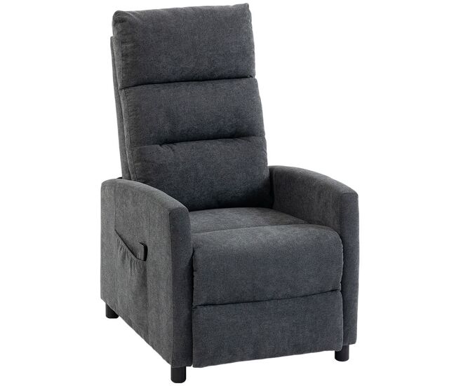 Homcom sillón de masaje, sillón relax reclinable 160° con mando a distancia, reposapiés, 2 zonas de masaje, respaldo alto, asiento de muelles, bolsillos, tapizado en chenilla, 66x91x108 cm gris oscuro
