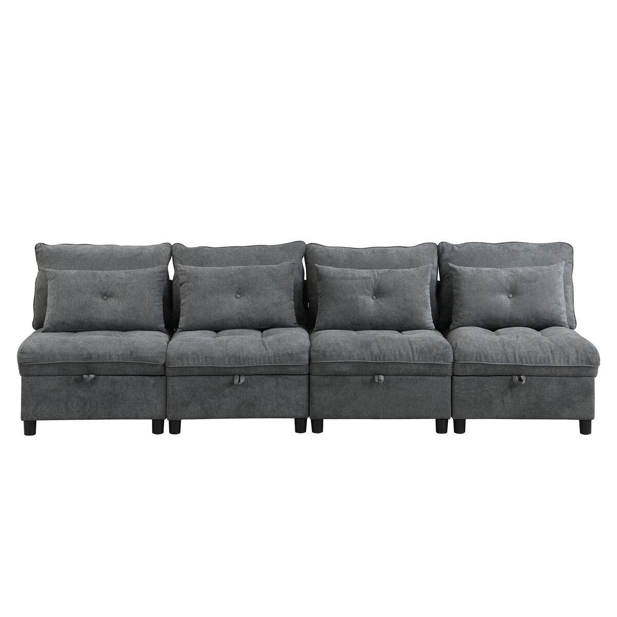 Sofá modular 4 plazas - asientos con almacenamiento y función cama - antique gray