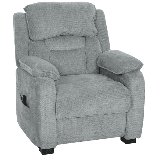 HOMCOM Cadeirão Relax Reclinável Elétrico com Motor Silencioso, 2 Posições de Memória, Apoio para os Pés, Apoio de Cabeça, USB e Bolsos Laterais, Cinzento Claro