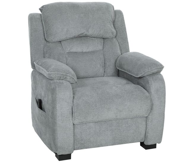 Homcom sillón relax reclinable eléctrico con motor silencioso, sillón reclinable de terciopelo con mando con 2 posiciones de memoria, reposapiés, reposacabezas, puerto usb, bolsillos, gris claro