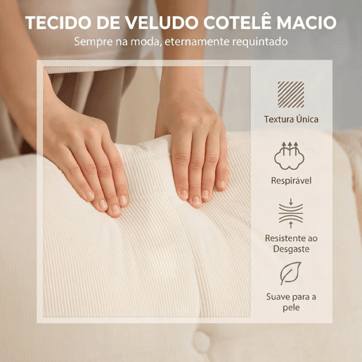 HOMCOM Sofá Chaise Longue Reversível de 3 Lugares, Sofá de Canto em L, Estofado em Veludo, Estrutura de Aço, Para Espaços Pequenos, Sala, 192x137x84 cm, Creme HOMCOM Sofá Chaise Longue Reversível de 3 Lugares, Sofá de Canto em L, Estofado em Veludo, Estrutura de Aço, Para Espaços Pequenos, Sala, 192x137x84 cm, Creme
