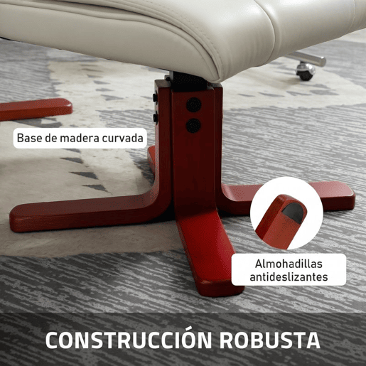 HOMCOM Poltrona Reclinável com Apoio para Pés, Estofada em Tecido Tecnológico e Madeira, Suporta 150 kg, Ideal para Quarto ou Sala, Cor Creme HOMCOM Poltrona Reclinável com Apoio para Pés, Estofada em Tecido Tecnológico e Madeira, Suporta 150 kg, Ideal para Quarto ou Sala, Cor Creme