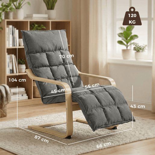 HOMCOM Cadeirão de Sala com Apoio para os Pés, Poltrona Estofada em Linho com Balanço Suave, Encosto Alto, Assento Amplo, Cadeirão de Relaxamento para Quarto, Escritório, Estúdio, Cinzento HOMCOM Cadeirão de Sala com Apoio para os Pés, Poltrona Estofada em Linho com Balanço Suave, Encosto Alto, Assento Amplo, Cadeirão de Relaxamento para Quarto, Escritório, Estúdio, Cinzento