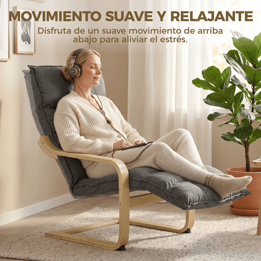 HOMCOM Cadeirão de Sala com Apoio para os Pés, Poltrona Estofada em Linho com Balanço Suave, Encosto Alto, Assento Amplo, Cadeirão de Relaxamento para Quarto, Escritório, Estúdio, Cinzento HOMCOM Cadeirão de Sala com Apoio para os Pés, Poltrona Estofada em Linho com Balanço Suave, Encosto Alto, Assento Amplo, Cadeirão de Relaxamento para Quarto, Escritório, Estúdio, Cinzento