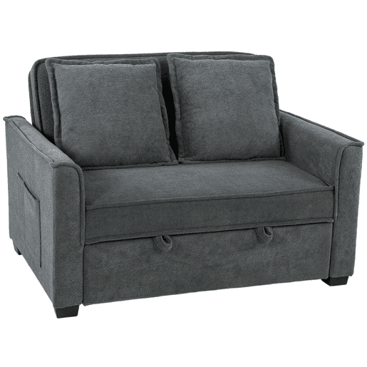 HOMCOM Sofá-Cama 2 Lugares 3 em 1, Sofá-Cama em Tecido Felpo com Encosto Ajustável em 3 Níveis, Bolsos Laterais, 2 Almofadas com Capas Removíveis para Sala, Espaços Pequenos, Cinzento Escuro HOMCOM Sofá-Cama 2 Lugares 3 em 1, Sofá-Cama em Tecido Felpo com Encosto Ajustável em 3 Níveis, Bolsos Laterais, 2 Almofadas com Capas Removíveis para Sala, Espaços Pequenos, Cinzento Escuro
