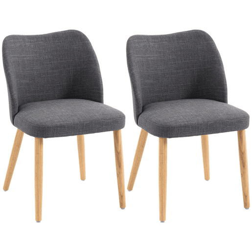 HOMCOM Conjunto de 2 Cadeiras de Jantar, Cadeiras de Cozinha Nórdicas, Estofadas em Linho, Encosto Curvo, Assento Acolchoado, Pernas de Madeira, Cinzento Claro HOMCOM Conjunto de 2 Cadeiras de Jantar, Cadeiras de Cozinha Nórdicas, Estofadas em Linho, Encosto Curvo, Assento Acolchoado, Pernas de Madeira, Cinzento Claro