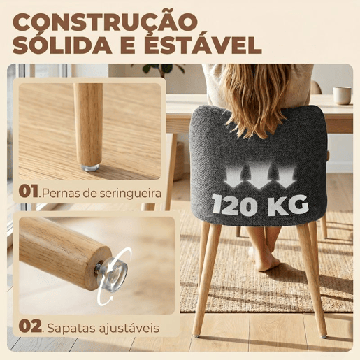 HOMCOM Conjunto de 2 Cadeiras de Jantar, Cadeiras de Cozinha Nórdicas, Estofadas em Linho, Encosto Curvo, Assento Acolchoado, Pernas de Madeira, Cinzento Claro HOMCOM Conjunto de 2 Cadeiras de Jantar, Cadeiras de Cozinha Nórdicas, Estofadas em Linho, Encosto Curvo, Assento Acolchoado, Pernas de Madeira, Cinzento Claro