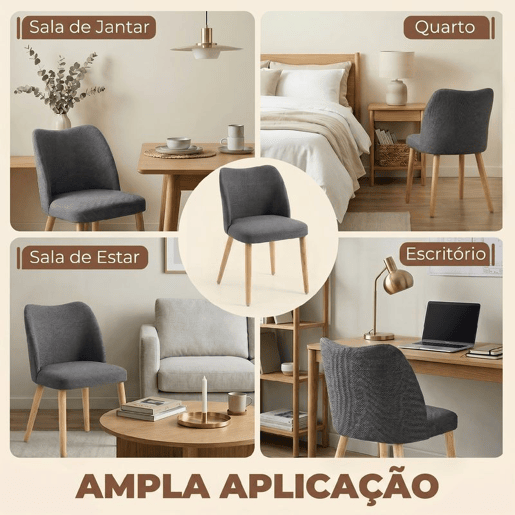 HOMCOM Conjunto de 2 Cadeiras de Jantar, Cadeiras de Cozinha Nórdicas, Estofadas em Linho, Encosto Curvo, Assento Acolchoado, Pernas de Madeira, Cinzento Claro HOMCOM Conjunto de 2 Cadeiras de Jantar, Cadeiras de Cozinha Nórdicas, Estofadas em Linho, Encosto Curvo, Assento Acolchoado, Pernas de Madeira, Cinzento Claro