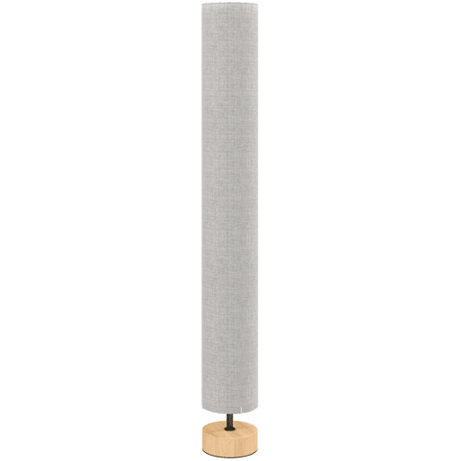 HOMCOM Candeeiro de Pé Moderno para Sala e Quarto, 2 Casquilhos E27 Máx. 40 W, Abat-Jour em Linho, Estrutura Metálica, 15x15x120 cm, Cinzento