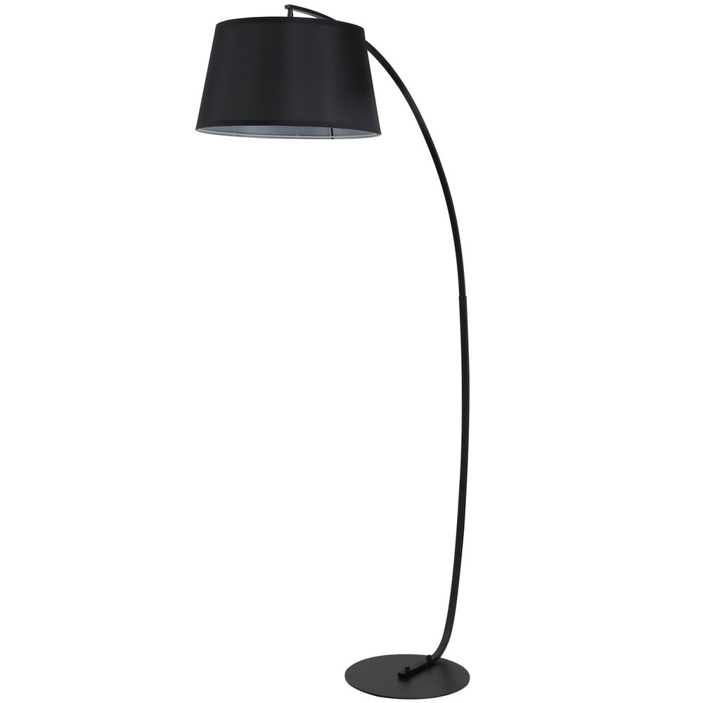 Homcom lámpara de pie arco con pantalla de tela, lámpara de pie para salón con casquillo e27 (bombilla no incluida) e interruptor de pedal, para dormitorio, oficina, negro