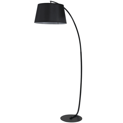HOMCOM Candeeiro de Pé em Arco com Abajur em Tecido, Casquilho E27, Interruptor de Pedal, Preto HOMCOM Candeeiro de Pé em Arco com Abajur em Tecido, Casquilho E27, Interruptor de Pedal, Preto