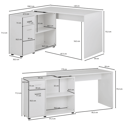 Mesa de canto 120 cm, branca Mesa de canto 120 cm, branca