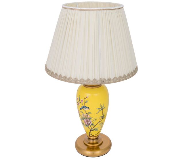 Lámpara de mesa de cerámica amarilla d33x57h cm