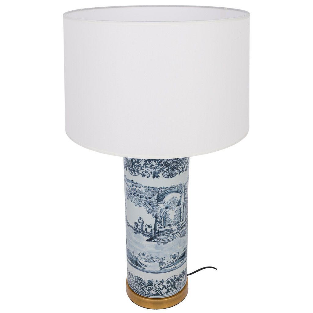 Lámpara de mesa de cerámica azul d38x65h cm