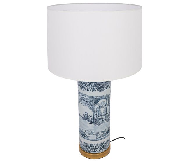 Lámpara de mesa de cerámica azul d38x65h cm