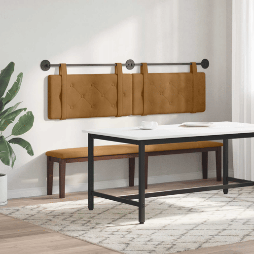 Cabeceira de cama suspensa Castanho Veludo Cabeceira de cama suspensa Castanho Veludo