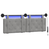 Cabeceira de cama suspensa Com luz LED Cinzento-claro Veludo