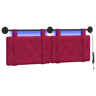 Cabeceira de cama suspensa Com luz LED Vinho Vermelho Veludo