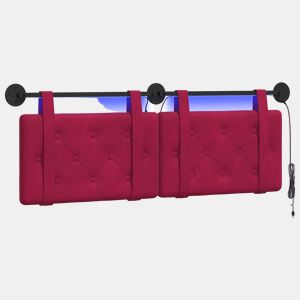 Cabeceira de cama suspensa Com luz LED Vinho Vermelho Veludo
