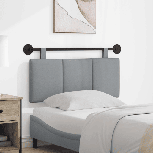Cabeceira de cama suspensa Cinzento-claro Tecido Cabeceira de cama suspensa Cinzento-claro Tecido