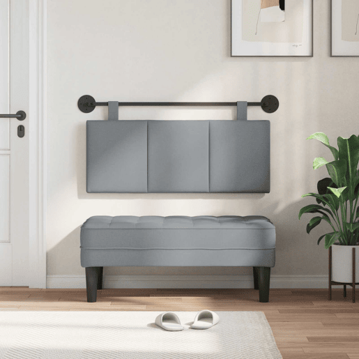 Cabeceira de cama suspensa Cinzento-claro Tecido Cabeceira de cama suspensa Cinzento-claro Tecido