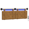 Cabeceira de cama suspensa Com luz LED Castanho Veludo